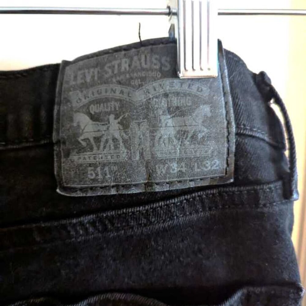 Levi's 511 Black Straight Leg Slim Fit Jeans Denim Men's Size 34x32 Waterless